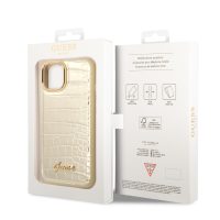 گارد چرمی iPhone ۱۴ ProMax طرح Guess PU Leather Croco Hot Stamped Lines And Metal Logo