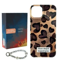 کاور قاب  مدل Leopard Heart مناسب برای گوشی موبایل اپل iPhone 13 به همراه بند آویز