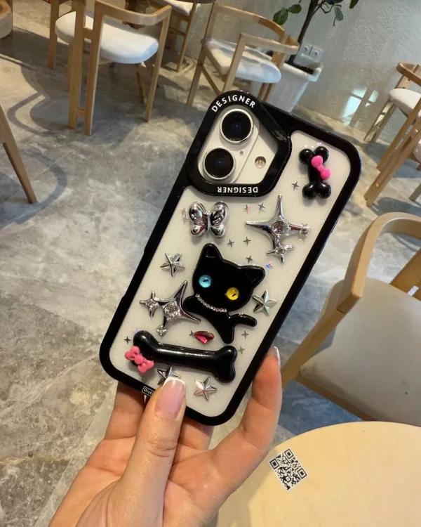 قاب برجسته فانتزی Minimal Cat مناسب آیفون ۱۳ iPhone 13